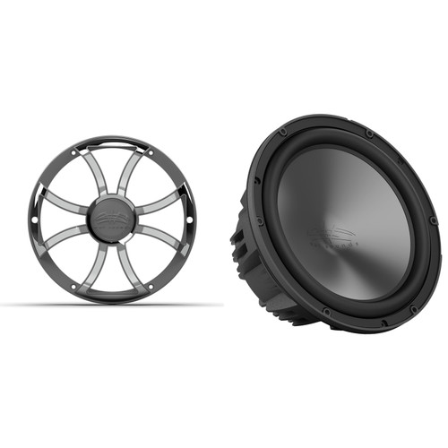 Wet Sounds REVO 10 HP S4 V3 - REVO Series 10" High Power 4 Ohm V3 Subwoofer, Black and Wet Sounds REVO 10 XS-G-SS GRILLE V3 - Gunmetal & Stainless XS Style Grille for REVO 10 Subwoofers