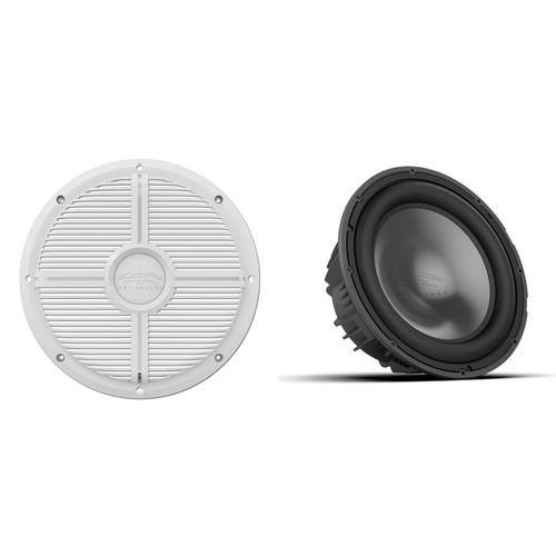 Wet Sounds REVO 12 FA S4 V3 - REVO Series 12" Free Air 4 Ohm V3 Subwoofer, Black and Wet Sounds REVO 12 XW-W GRILLE V3 - White XW Style Closed Grille for REVO 12 Subwoofers