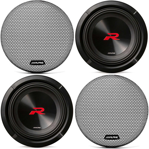 Alpine (2) R2-W8D2 Next-Gen 8" R-Series Subwoofer Dual 2-Ohm with KTE-8G.3 Grill