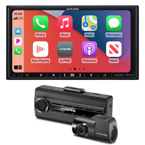 Alpine iLX-407 7" CarPlay/Android Auto Hi-Res Receiver with DVR-C310R Dash Camera