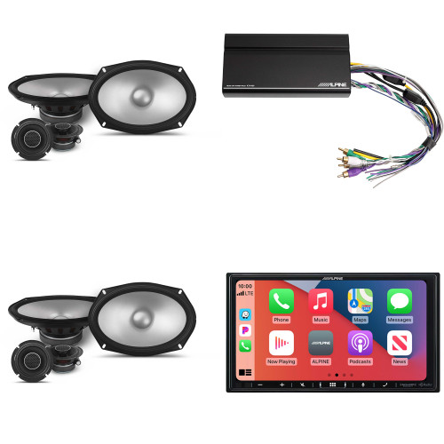 Alpine iLX-407 7-Inch Multimedia Receiver Apple Carplay and Android Auto & 2 Pairs Alpine S2-S69C Type S 6x9" Comp Speakers & Power Pack