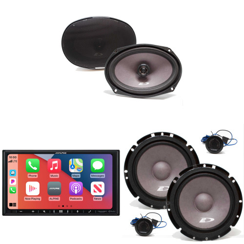 Alpine iLX-407 7-Inch Multimedia Receiver Apple Carplay and Android Auto & 1 Pair Alpine SXE-1751S 6.5" Component and A Pair SXE-6926S 6x9 Coax Speakers