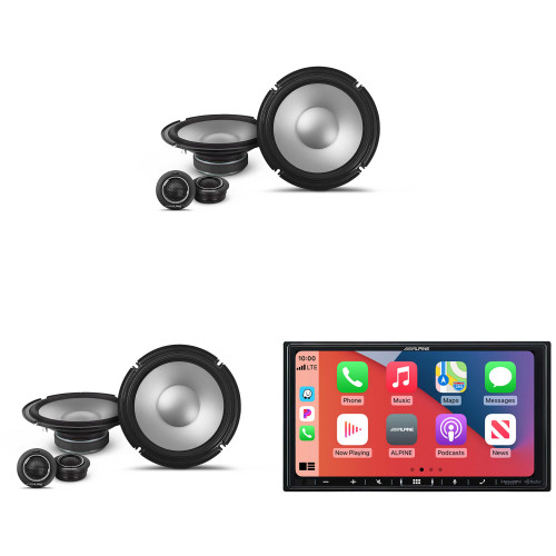 Alpine iLX-407 7-Inch Multimedia Receiver Apple Carplay and Android Auto & 2 Pairs Alpine S2-S80C Type S 8" Component Speakers