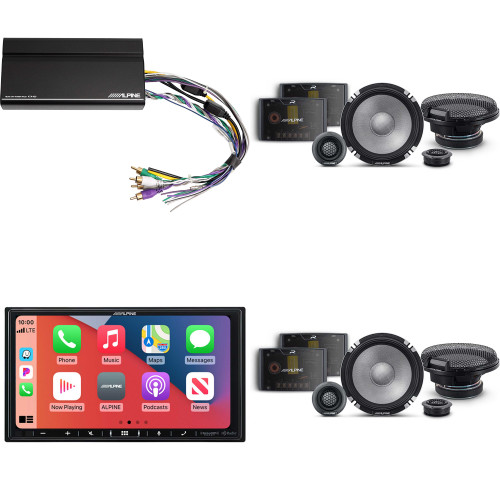 Alpine iLX-407 7-Inch Multimedia Receiver Apple Carplay and Android Auto w/ (2) R2-S652 6.5" Comp Bundle w/ Power Pack