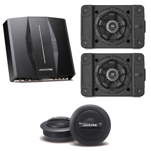 Alpine PXE-C80-88 OPTIM8 8-Channel Hi-Res Digital Sound Processor Amplifier w/ (2) SS-SB12 Subwoofer, S-S10TW 1" Silk Dome Tweeter Set Bundle