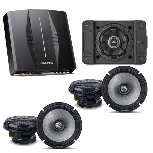 Alpine PXE-C80-88 OPTIM8 8-Channel Hi-Res Digital Sound Processor Amplifier w/ SS-SB12 Subwoofer, (2) R2-S65 Bundle