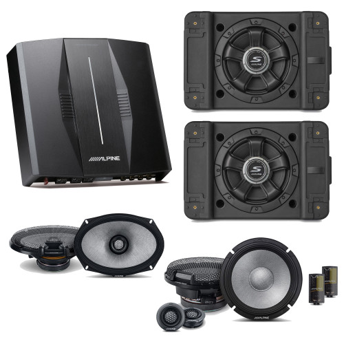 Alpine PXE-C80-88 OPTIM8 8-Channel Hi-Res Digital Sound Processor Amplifier w/ (2) SS-SB10 Subwoofer, R2-S65C & R2-S69 Bundle
