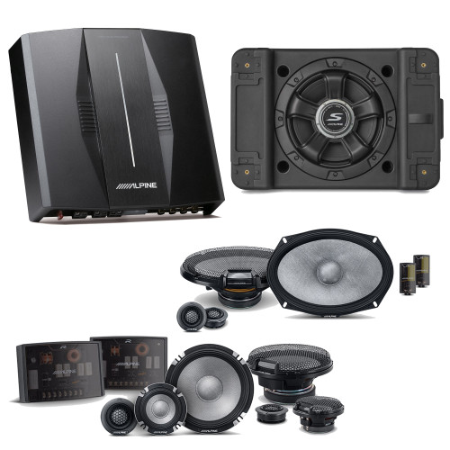 Alpine PXE-C80-88 OPTIM8 8-Channel Hi-Res Digital Sound Processor Amplifier w/ SS-SB10 Subwoofer, R2-S653 & R2-S69C Bundle