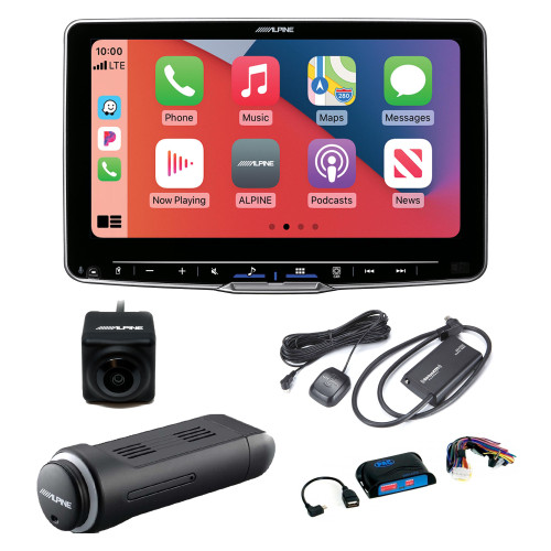 Alpine ILX-F509 Halo9 9" Multimedia Receiver with KTX-NS01 Nav Module, SXV300v1 Sat Tuner, SWI-CP5 Steering Wheel Interface, BU Camera