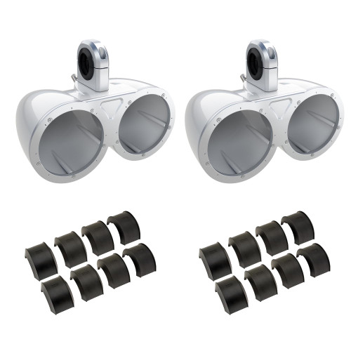 Kicker KMTEDW White Dual 6.5" Empty Wake Tower/Roll Bar Enclosures with KMTAP Adapter Pack for UTVs