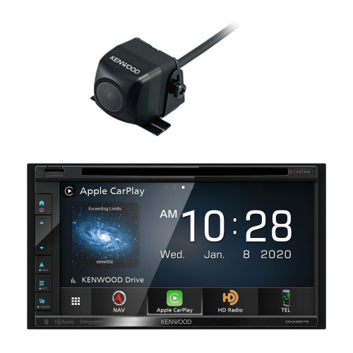 Kenwood DNX697S Navigation Receiver Compatible With Apple CarPlay & Android Auto with CMOS-130 Backup Camera