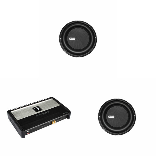 Diamond Audio Des 1-Ch 500W Amp W/Remote And (2) Diamond Elite 10" Dvc 4Ω 400W Rms Subwoofers