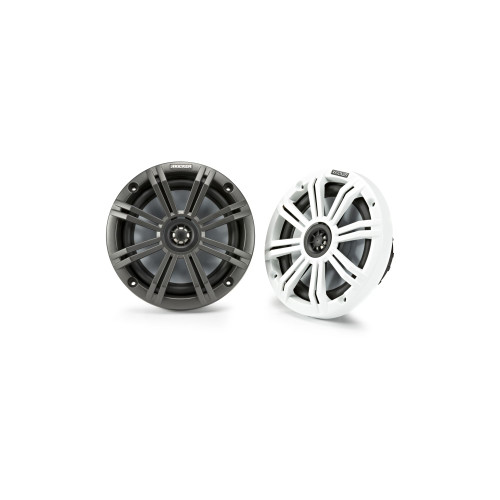 Kicker KM65 6.5-Inch (165mm) Marine Coaxial Speakers with 3/4-Inch (20mm) Tweeters, 4-Ohm, Charcoal and White Grilles - Used, Open Box