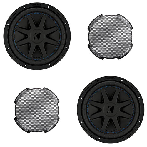 Kicker (2) 50CVX102 CompVX 10 Subwoofer, Dual Voice Coil, 2-Ohm, & 52GR10 Grill Bundle