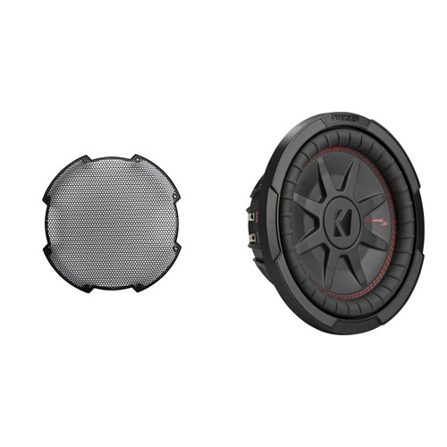 Kicker 48CWRT104 CompRT 10" Sub, Dual Voice Coil, 4-Ohm, & 52GR10 Grill Bundle