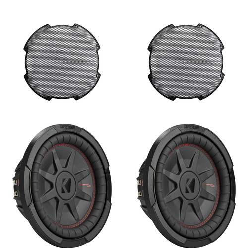 Kicker (2) 48CWRT104 CompRT 10" Sub, Dual Voice Coil, 4-Ohm, & 52GR10 Grill Bundle