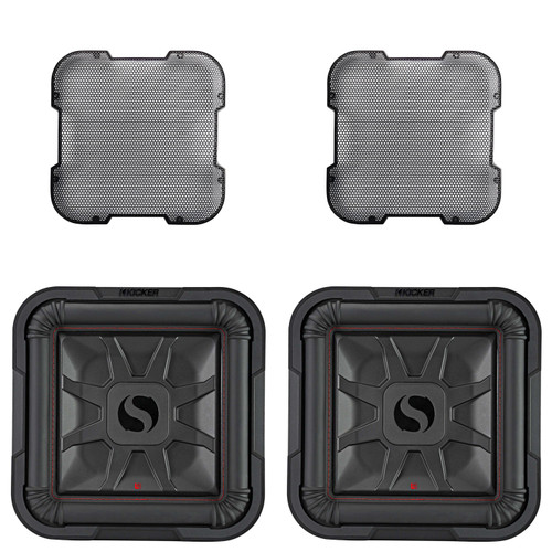 Kicker (2) 46L7T122 L7T L7-Thin 12" Subwoofer, Dual Voice Coil, 2-Ohm & 52GL712 Grill Bundle