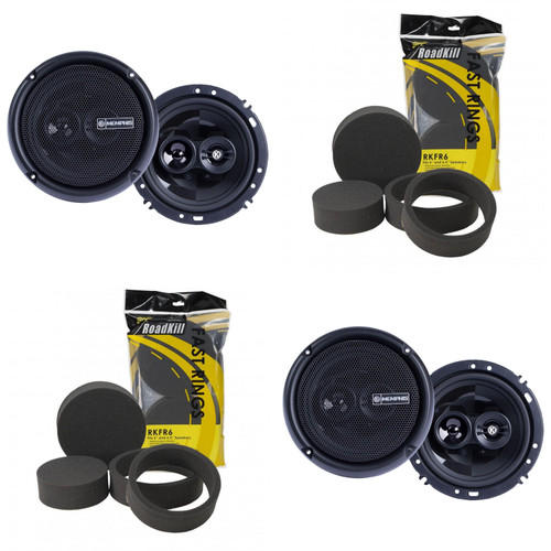Memphis Audio ( 2 Pair ) PRX603 3-Way 6.5" Coaxial Speakers & RKFR6 Roadkill Fast Rings Bundle
