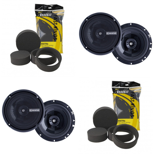Memphis Audio ( 2 Pair ) PRX60 Oversize 6.5" Coaxial Speakers & RKFR6 Roadkill Fast Rings Bundle