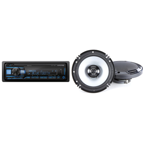Alpine UTE-73BT Single Din Source Unit w/ KFC-1666S 6.5" 2-Way Coaxial Speakers - 1 Pair Bundle