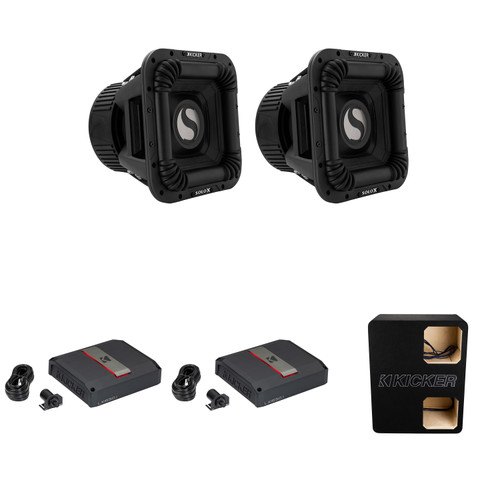 Kicker (2) SOLOX & LX Amp Competition Bundle, (2) 49L7X122 12" Subwoofer, (2) 51LX16501 Amp & Dual Unloaded Enclosure