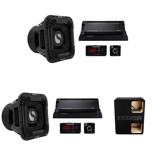 Kicker (2) SOLOX & WarHorse Competition Bundle, (2) 49L7X122 12" Subwoofer, (2) 49WXA36001 Amp & Dual Unloaded Enclosure