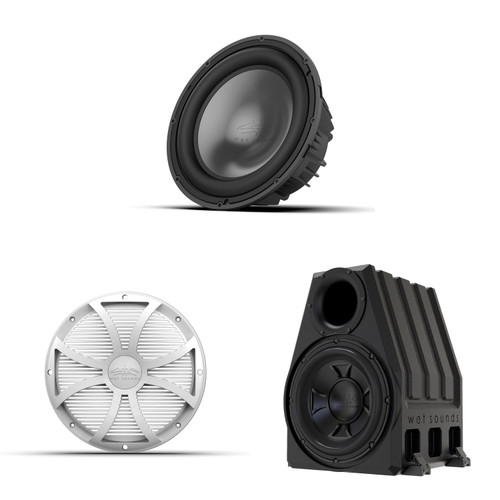 Wet Sounds REVO 12 HP S4 V3 - REVO Series 12" High Power 4 Ohm V3 Subwoofer, Black with REVO 12 SW-W GRILLE V3 - White Salt Water Grille and Wet Sounds PORTED-12-ENC 12" Rotomold Ported Enclosure for XXX, REVO, ZERO