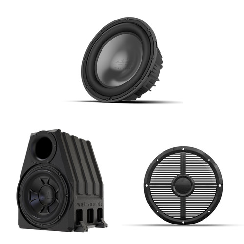 Wet Sounds REVO 12 HP S4 V3 - REVO Series 12" High Power 4 Ohm V3 Subwoofer, Black with REVO 12 XW-B GRILLE V3 - Black XW Style Closed Grille and Wet Sounds PORTED-12-ENC 12" Rotomold Ported Enclosure for XXX, REVO, ZERO