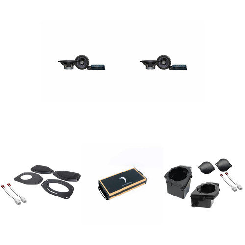 Diamond Audio Amplified Speaker Upgrade Bundle Compatible with 18-23 Jeep JL/JT - (2) DES65C, STXJLSBA, STXJLPOD, Micro84u