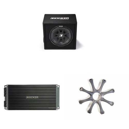 Kicker 12" Ported Comp Subwoofer Enclosure and Amp Bundle Includes Grill ( 43VC124, 47KEY5001 )