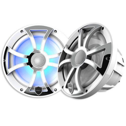 Wet Sounds REVO 8-XSW-SS White XS / Stainless Overlay Grill 8 Inch Marine LED Coaxial Speakers (pair) - Used, Very Good
