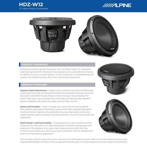 Alpine HDZ-W12 Status Series 12
