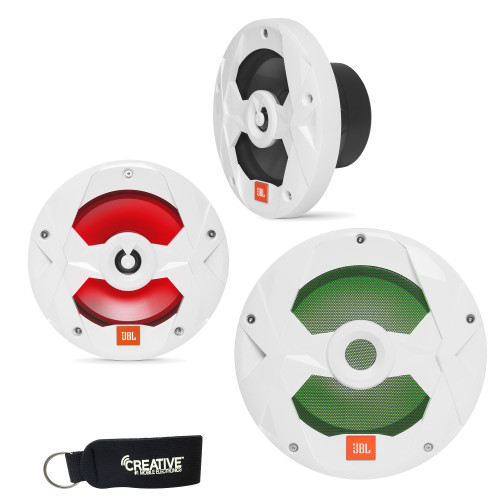 JBL OEM Replacement Bundle - MS10LW 10" Marine LED Subwoofer & A Pair Of MS8LW 8" Marine LED Speakers - White