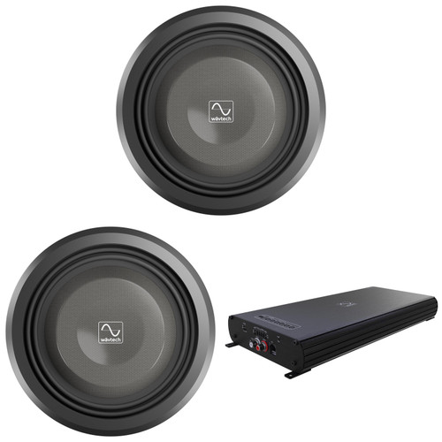 Wavtech THINPRO10-4 10” Professional Series Shallow 4 Ohm Subwoofer PAIR and LINK750.1PLUS 750 Watt Mono Amplifier