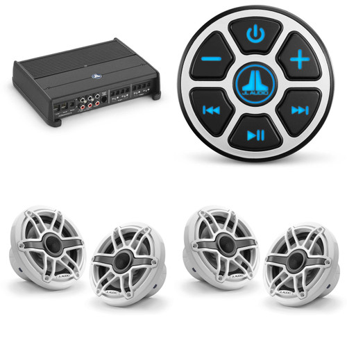 JL Audio MBT-CRXv2 & XDM400/4 w/ (2) M6-650X-S-GwGw, Gloss White, Sport Grille Speakers