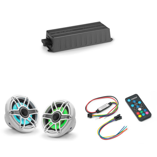 JL Audio MX280/4 w/ M6-650X-S-GwGw-i, RGB LED Gloss White, Sport Grille Speakers & LED Controller