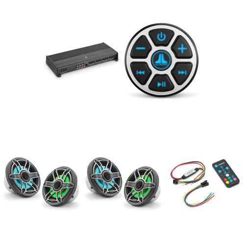 JL Audio MBT-CRXv2 & XDM800/8 w/ (2) M6-650X-S-Gmti-i, RGB LED, Gunmetal & Titanium Sport Grille Speakers & LED Controller
