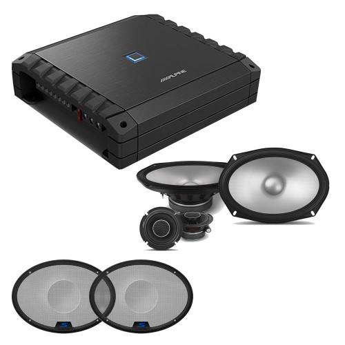 Alpine S2-A36F S-Series Class-D 4-Channel Amp w/ S2-S690C 6x9" Comp & Grill Bundle