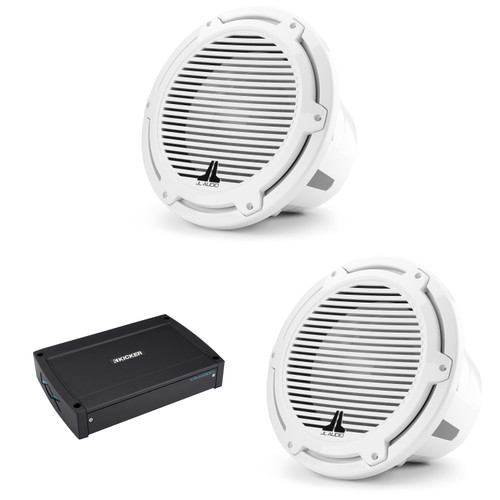JL Audio (2 ) M7 12" Marine Subwoofer, Classic Grill White w/ Kicker KXMA1500.1 Amplifier