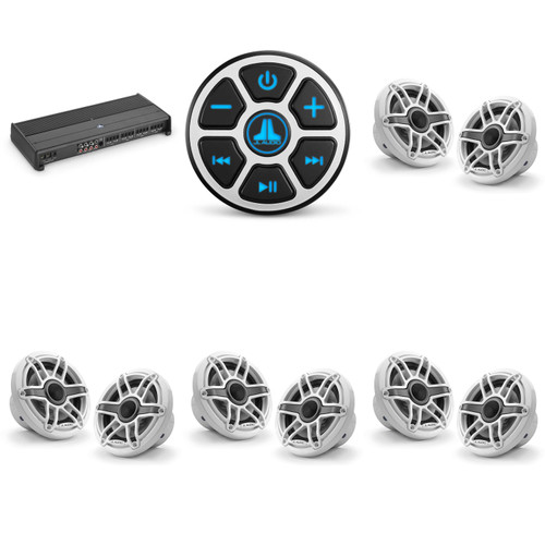 JL Audio MBT-CRXv2 & XDM800/8 w/ (4) M6-650X-S-GwGw, Gloss White, Sport Grille Speakers