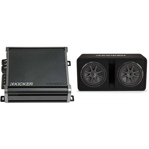 Kicker 48DCVR122 CompVR 12" dual subs in vented box & 46CXA800.1 Amp Bundle