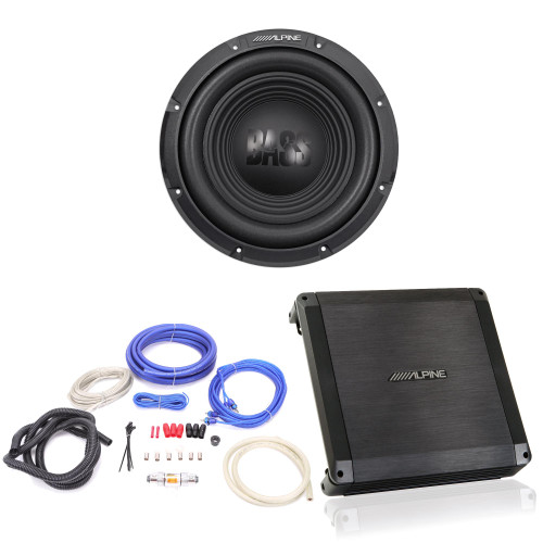 Alpine BBX-T600 Amplifier and W10S4 10-inch Single 4 Ohm Subwoofer - Includes wire kit