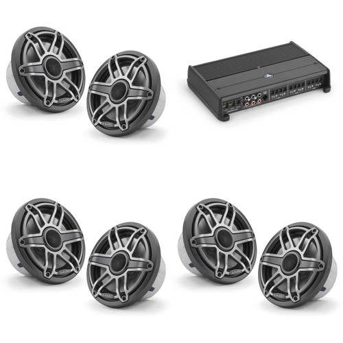 JL Audio XDM600/6 w/ (3) M6-770X-S-Gmti, Gunmetal & Titanium Sport Grille Speakers