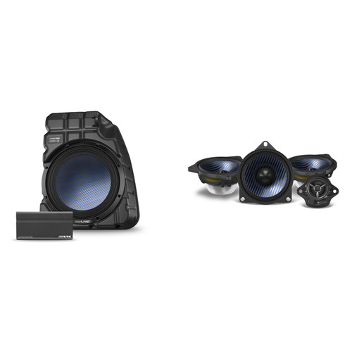 Alpine Tesla Powered 10" Subwoofer and EV-40M-T Speakers, Compatible with Tesla Model 3