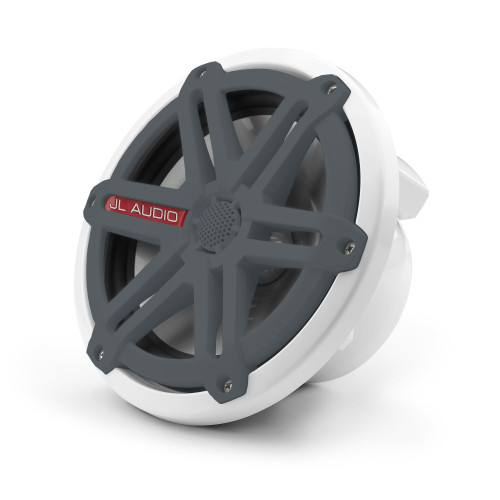 JL Audio Marine OEM MCS-77TCX5-4-TW-RL 7.7" M-Series Tower Coaxial Speaker Titanium / White Sport Grille, OEM brown box packaged - Sold Individually - Used, Good