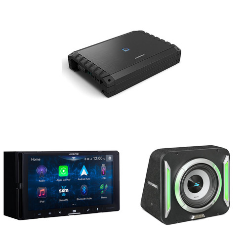 Alpine iLX-W670-S Receiver & S2-SB10 PrismaLink™ S2-Series 10" subwoofer Built-In RGB lighting & S2-A55V 5 Channel Amp Bundle
