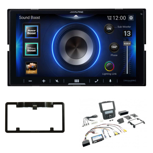 Alpine ILX-W670 7-Inch Receiver + PAC RPK4-CH4101 2013-19 Ram Truck W/8" Screen Kit + Back up Camera and License Plate Frame