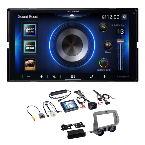 Alpine ILX-W670 7-Inch Receiver + PAC RPK5-GM4101 2010-15 Chevy Camaro Kit + Back up Camera and License Plate Frame