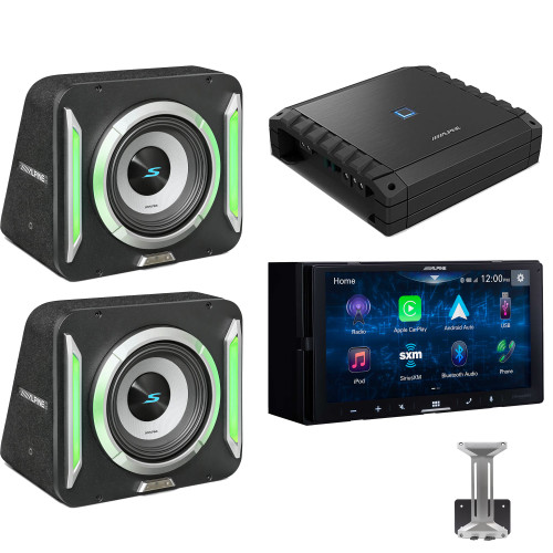 Alpine ILX-W670 Receiver & (2) S2-SB8 PrismaLink™ S2-Series 8" subwoofer Built-In RGB lighting & S2-A60M Amplifier Bundle