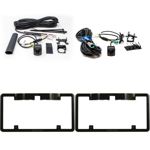 Alpine HCE-C2600FD & HCE-C2100RD Multi-View HDR Front / Rear Cameras with (2) KTX-C10LP License Plate Frames